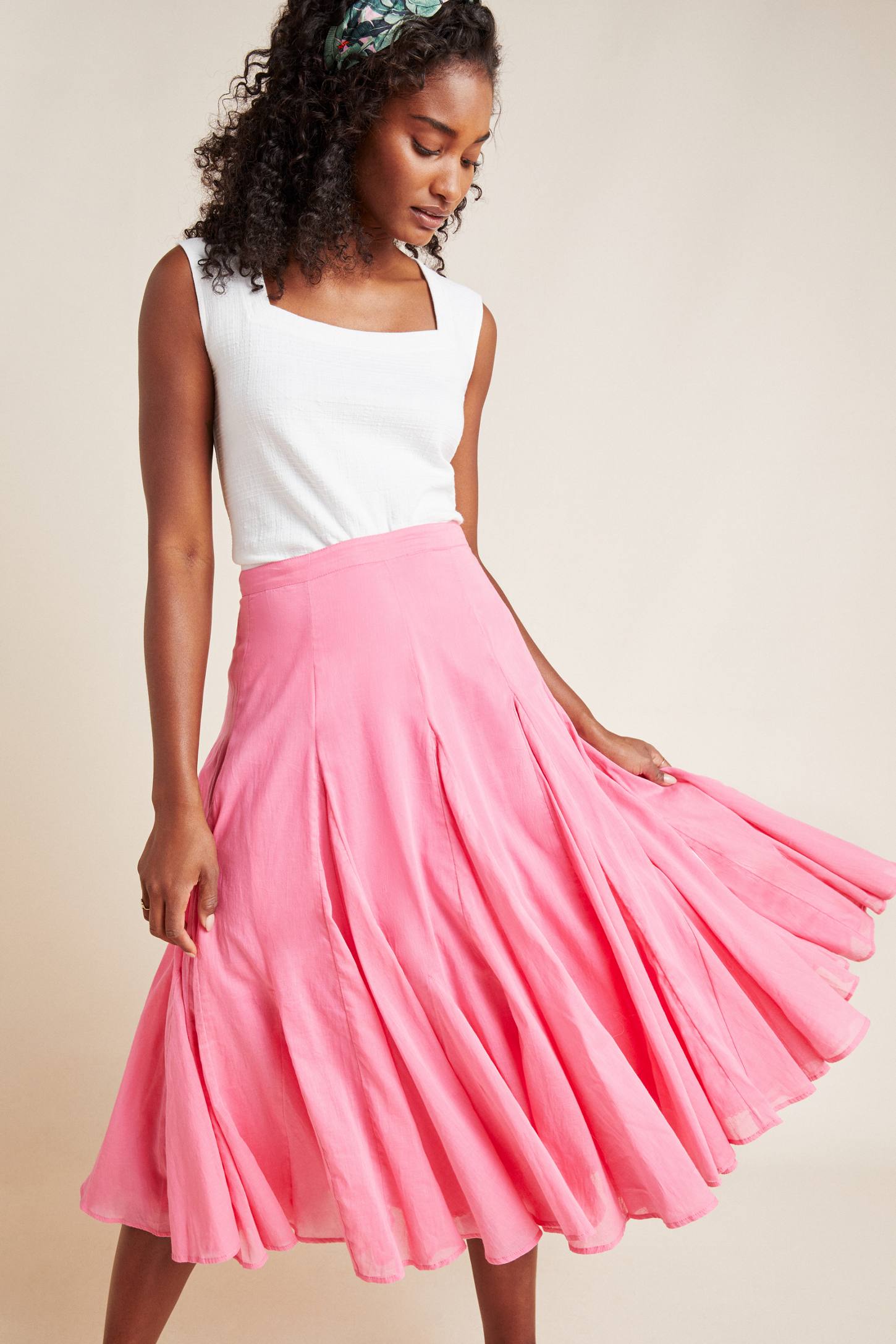 Maeve + Arielle Flounced Midi Skirt