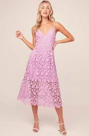 chinese dress ladies Lace Trim Midi Slip Dress main image 0
