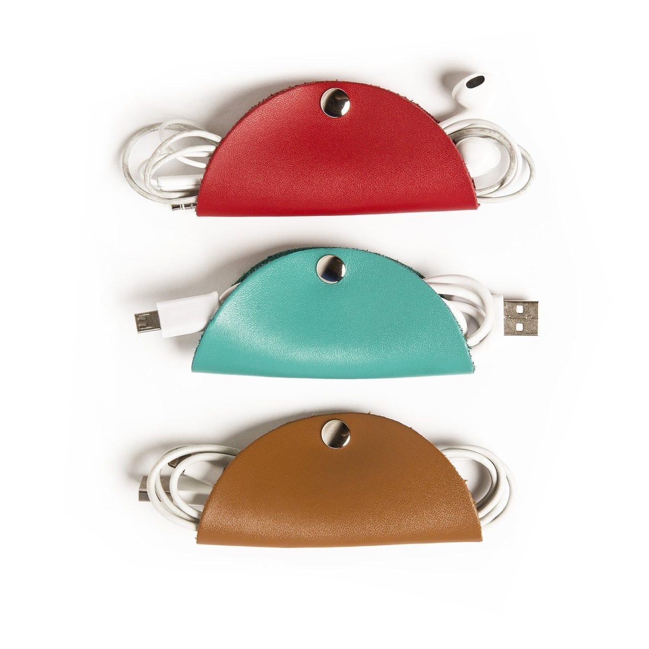 Brouk & Co + Brouk & Co Cord Taco Trio (Red/Turquoise/Brown) Cable Organizer Snaps for Tech