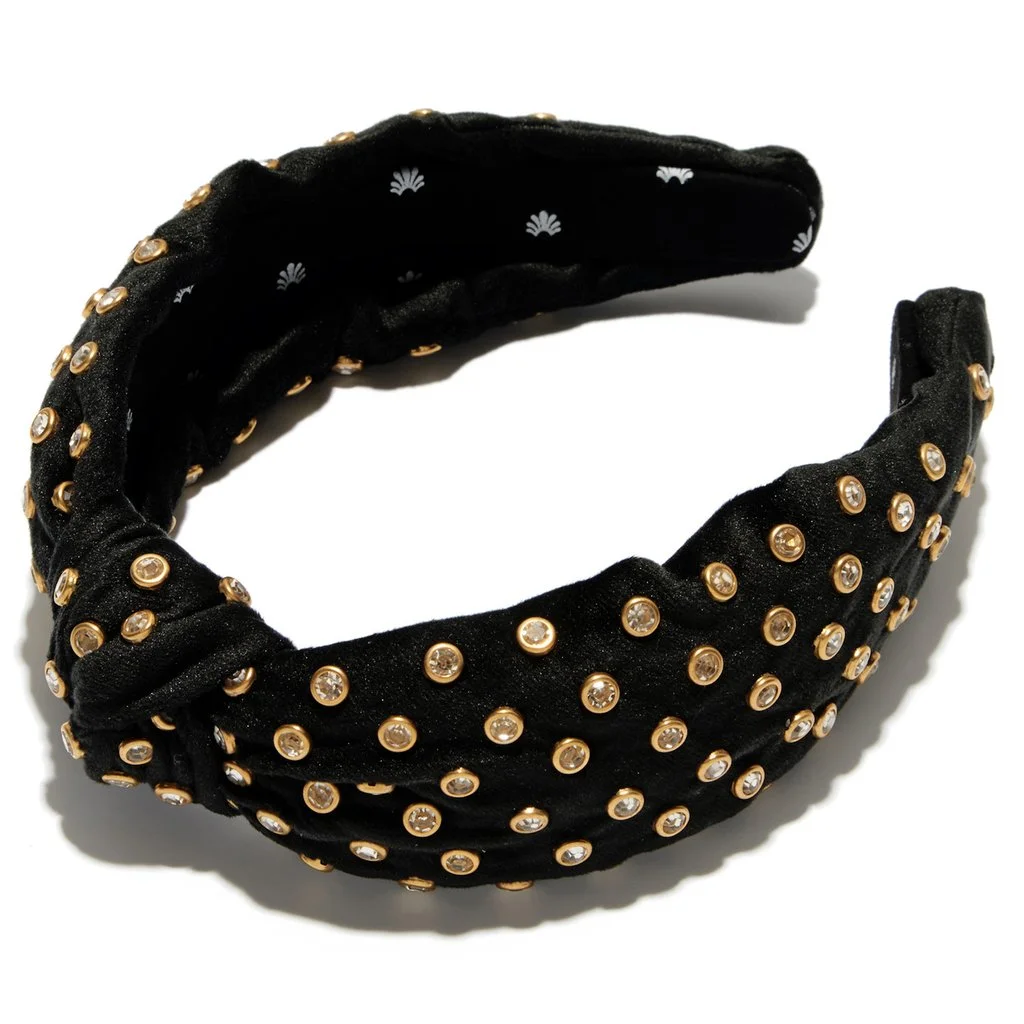 Lele Sadoughi + Black Velvet Crystal Headband display picture 2