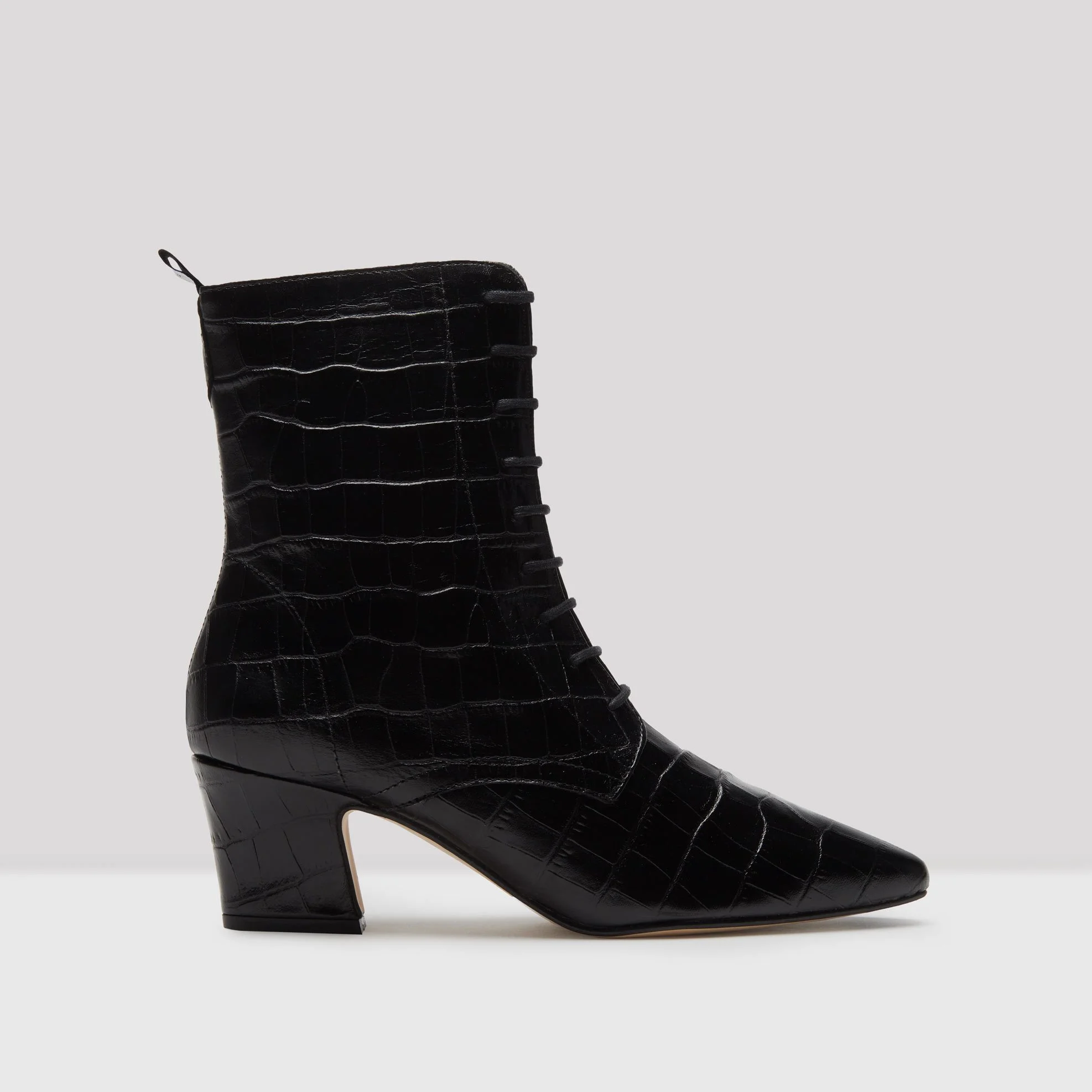 black croc leather boots
