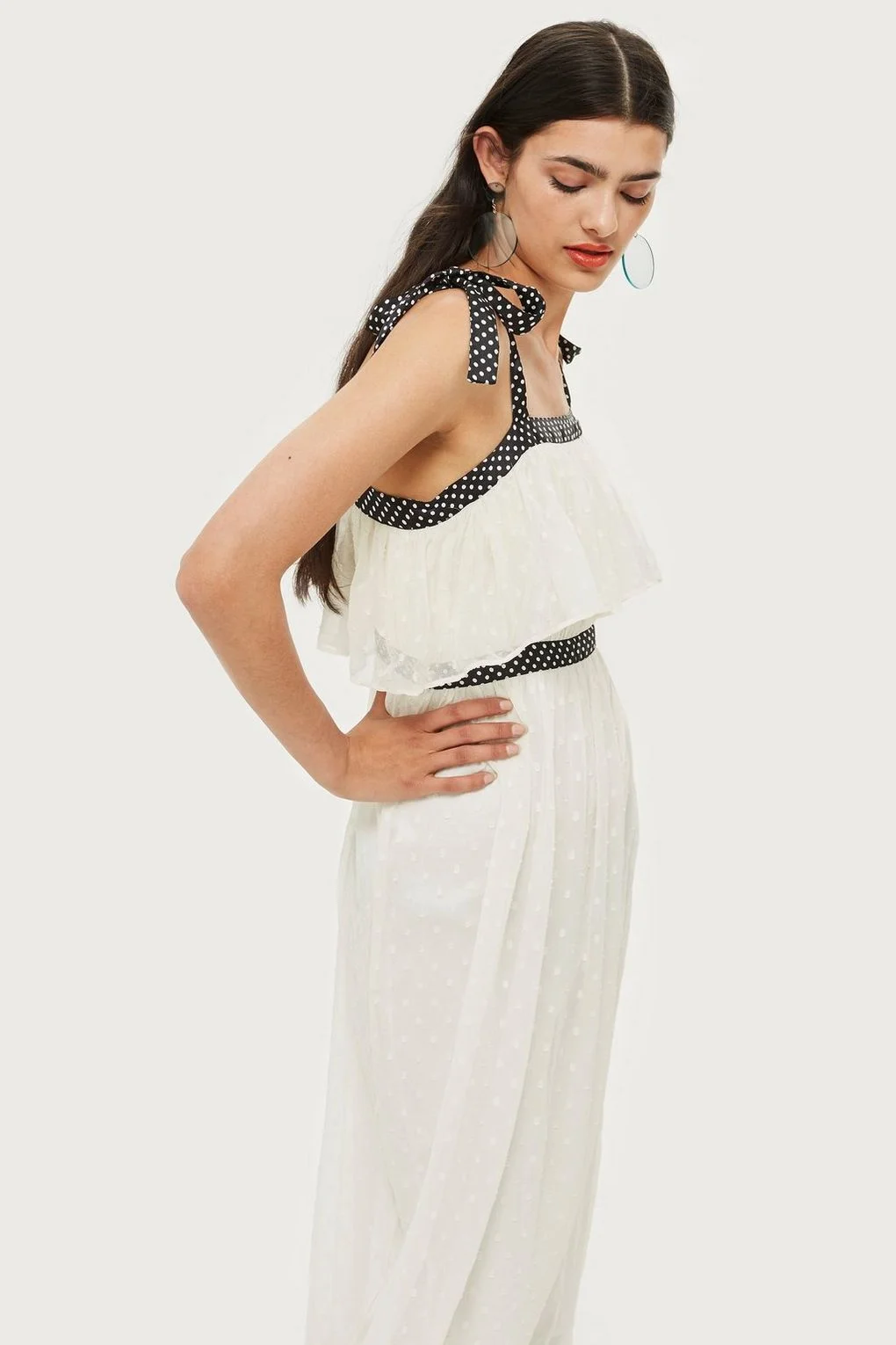 knee length dresses for ladies Pretty in Polka Dots Sleeveless Strappy Midi Dress main image 0