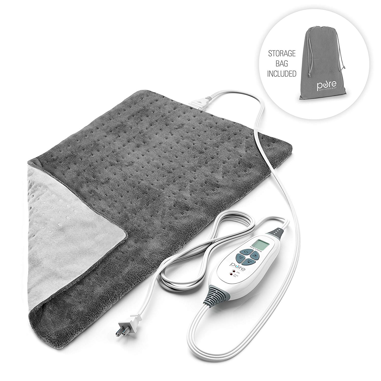 Pure Enrichment + XL King Size Heating Pad (Charcoal Gray)