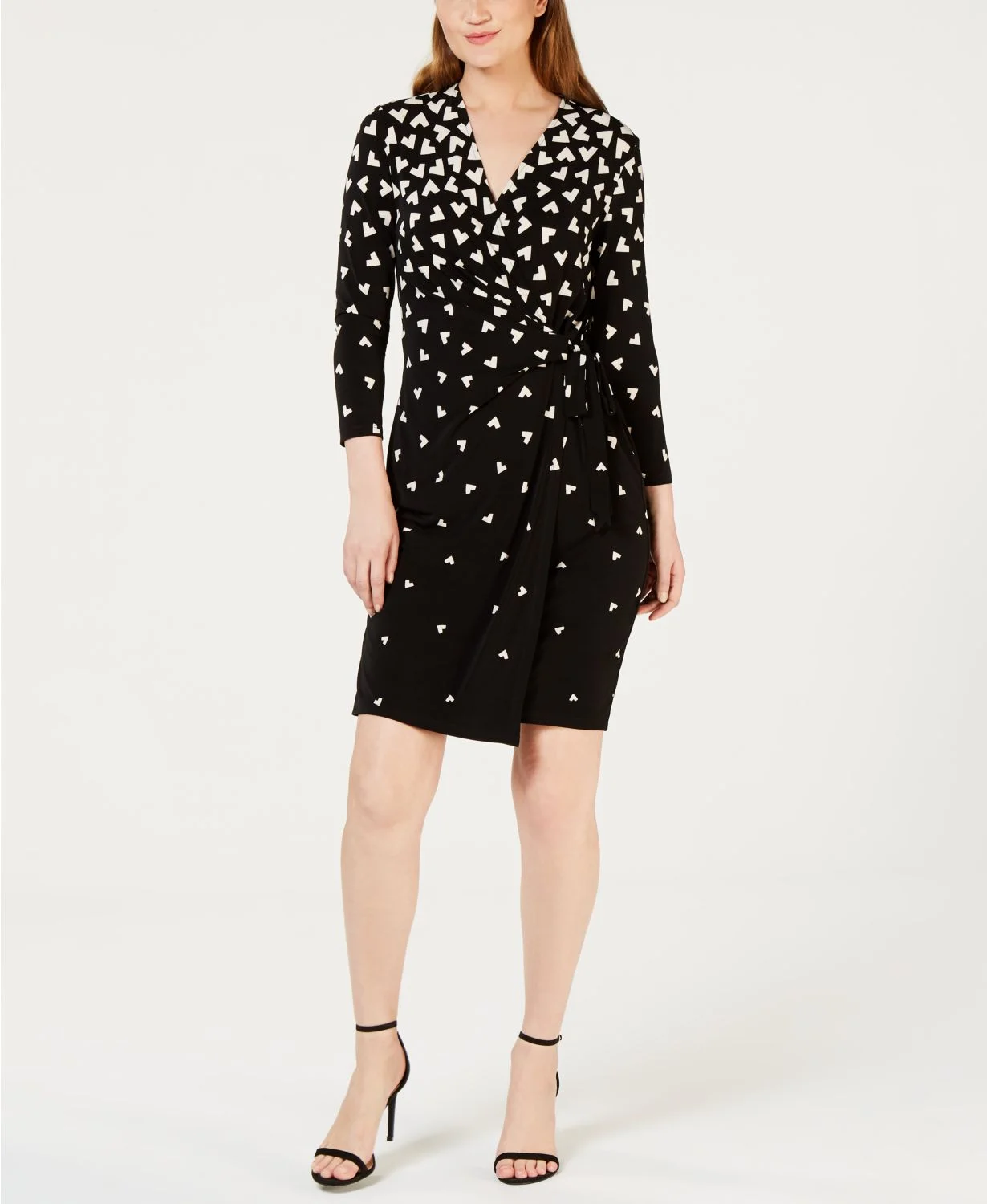 Anne Klein + Printed Faux-Wrap Dress