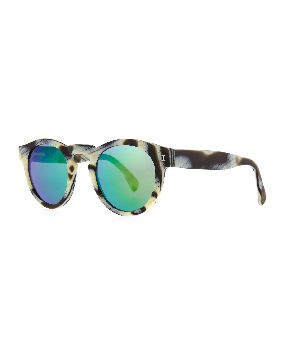 Illesteva + Leonard Round Horn-Pattern Sunglasses with  display picture 1