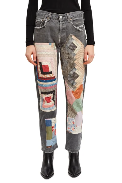B SIDES Mid Rise Straightデニム B Sides x Bode + Exclusive Mid-Rise Patchwork Straight-Leg Jeans