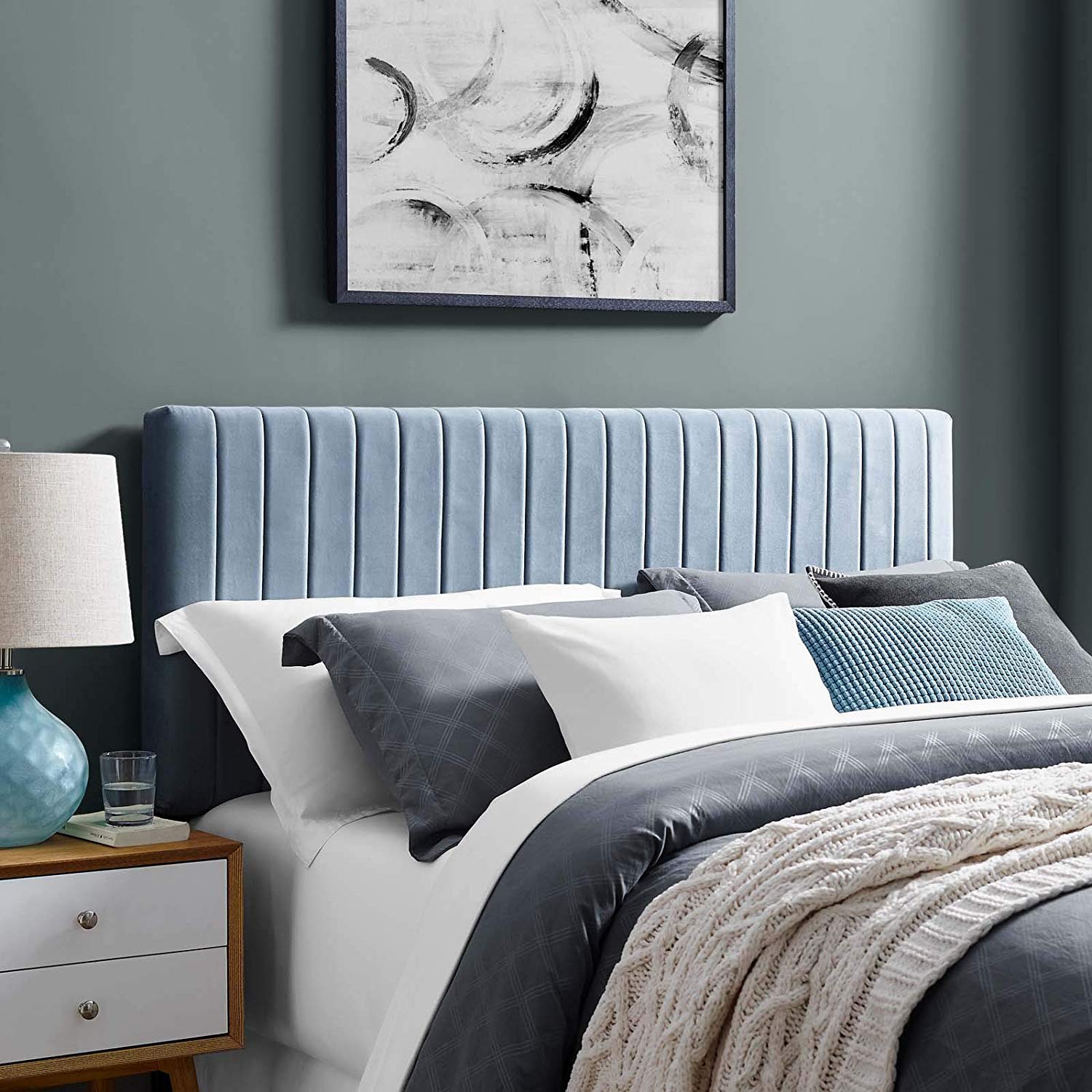 Keira Channel Tufted Velvet Headboard