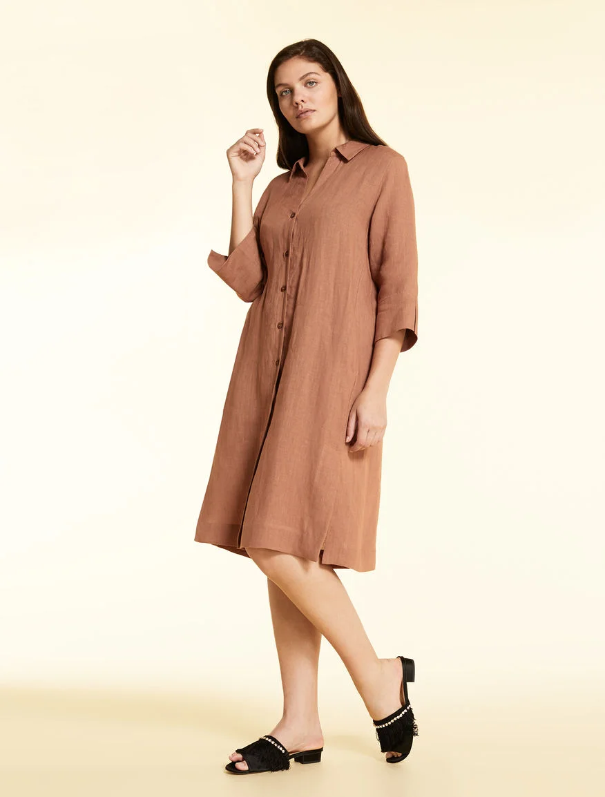 Marina Rinaldi + Pure Linen Shirt Dress Marina Rinaldi + Pure Linen Shirt Dress