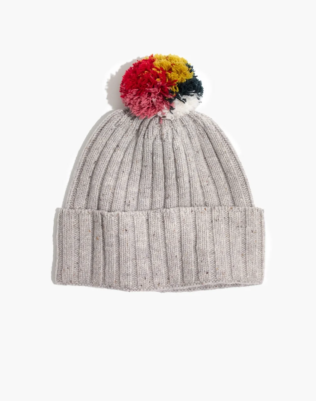 Madewell Merino Wool Pom-Pom Beanie New With Tag MADEWELL Gray Merino Wool Knit POMPOM Beanie Hat ONE SIZE | eBay main image 2