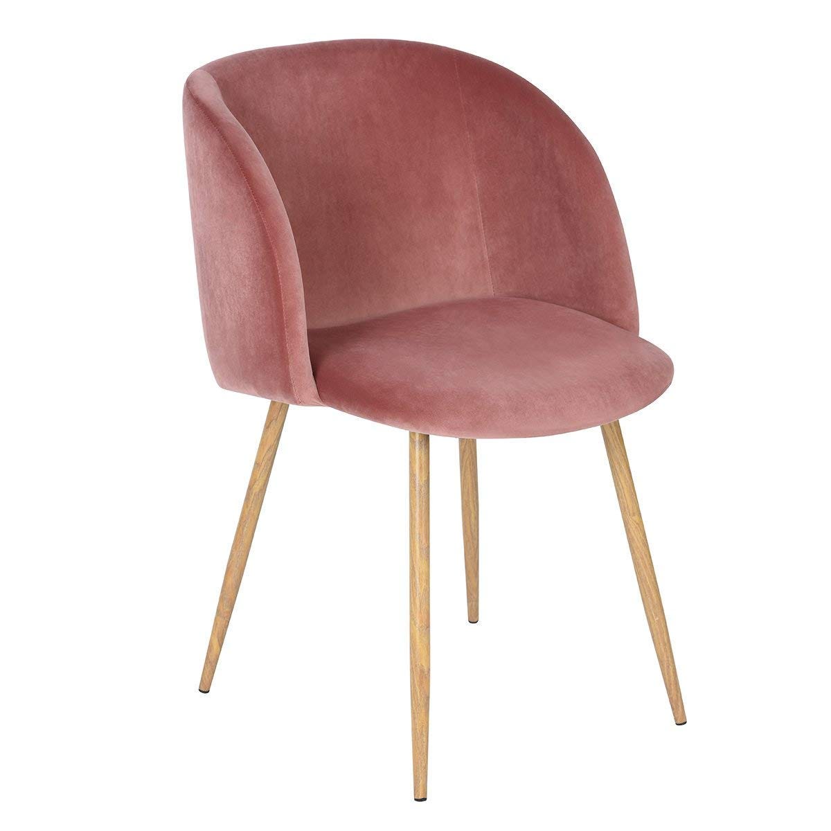 EGGREE + Velvet Accent Chair, Rose Pink