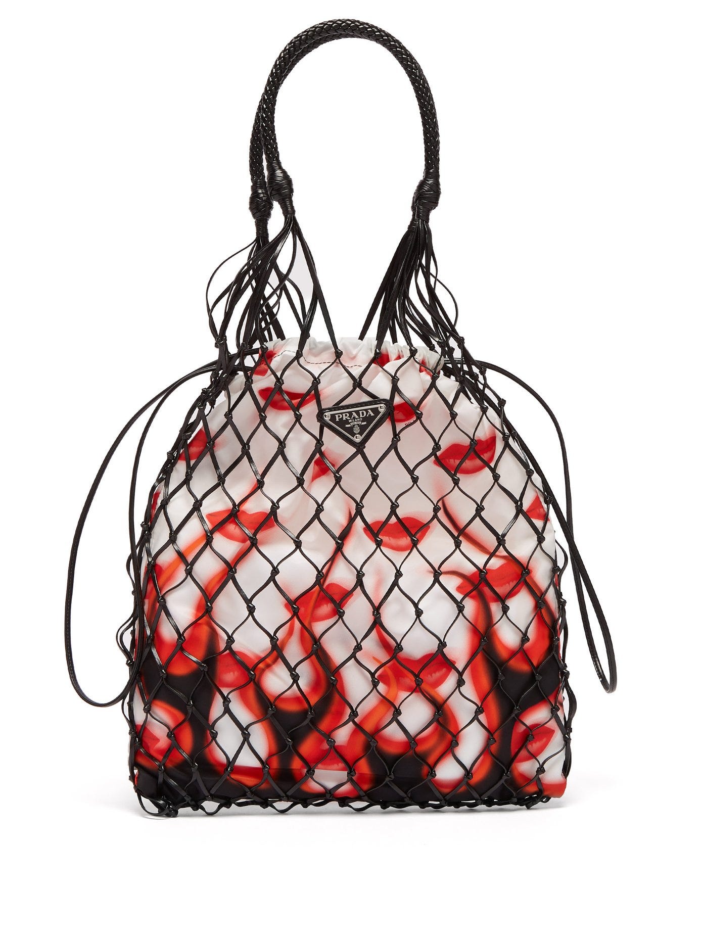 Prada + Netted Faux Leather LipstickPrint Bag