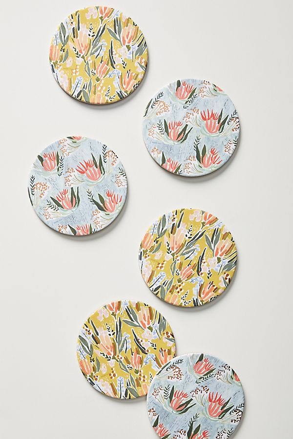 Anthropologie + Seedlings Coasters, Set of 6