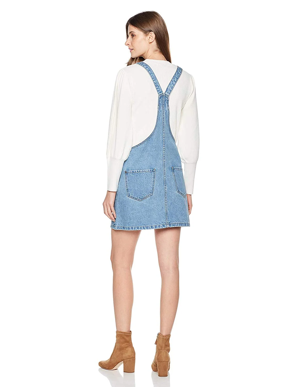 h&m denim pinafore dress H&M Blue Y2K Stretch Denim Square Neck Sleeveless Button Mini Denim Je Brie