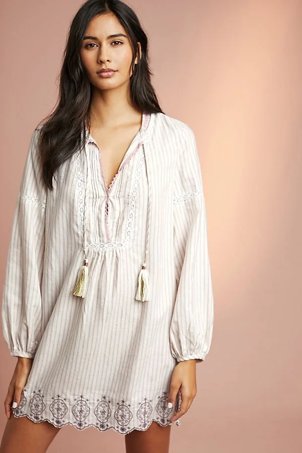 Floreat + Tasselled-Embroidered Sleep Dress