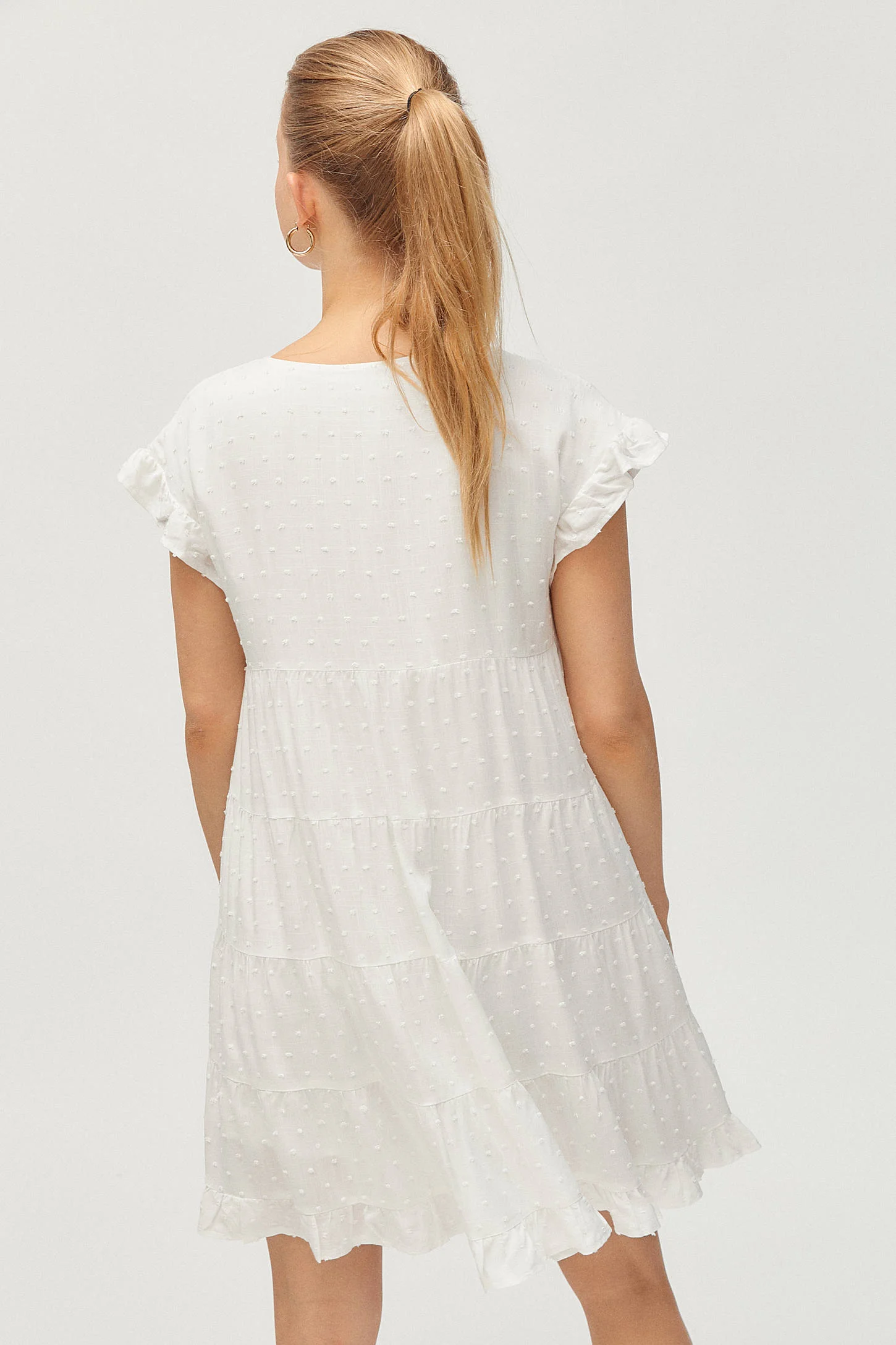 Amber Ibarreche X Urban Outfitters + UO Textured Tiered Ruffle Babydoll  Dress