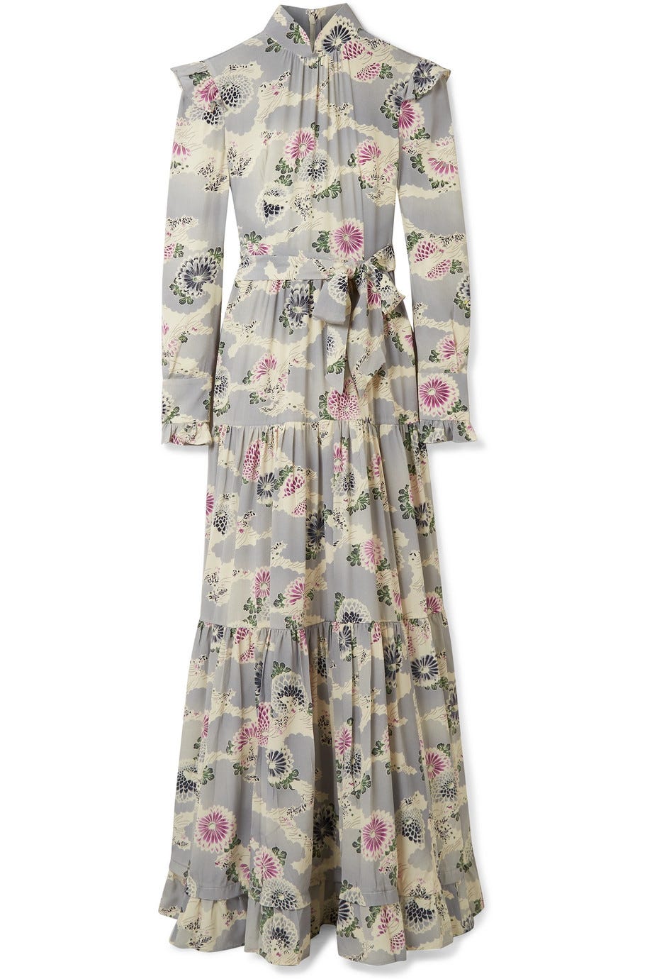 scarf print crêpe de chine fit & flare maxi dress Pink Tie Dye Maxi Dress