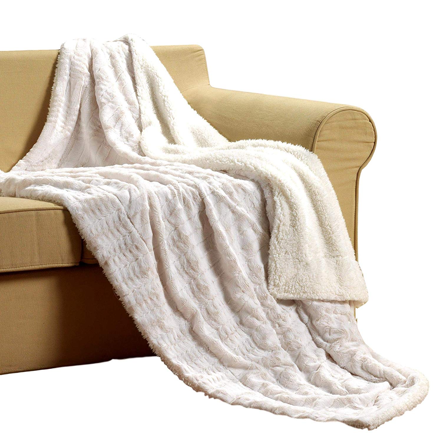 Tache Home Fashion + Faux Fur with Sherpa Throw Blanket