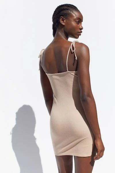 Urban Outfitters + Finn Ribbed Tie-Shoulder Bodycon Mini Dress