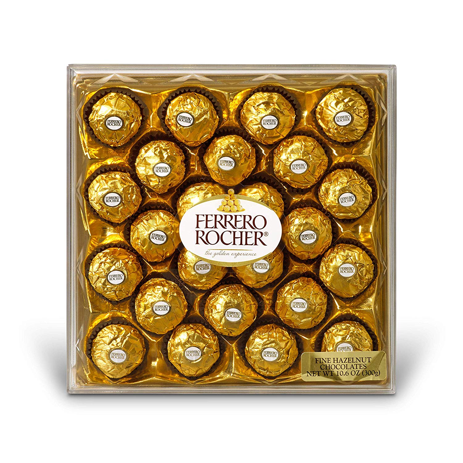 Ferrero Rocher + Fine Hazelnut Chocolates, Chocolate Gift Box, 24 Count