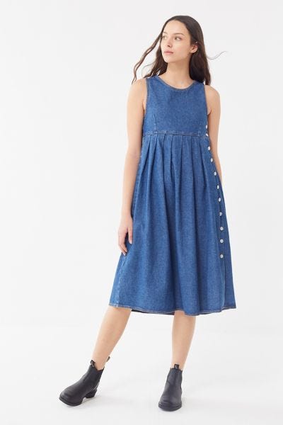 BDG + Denim Button-Down Babydoll Midi Dress