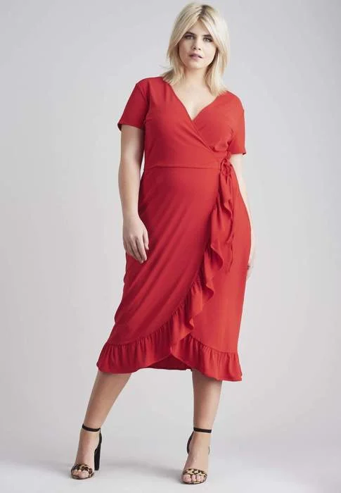 Lost Ink + Jersey Wrap Dress With Frill