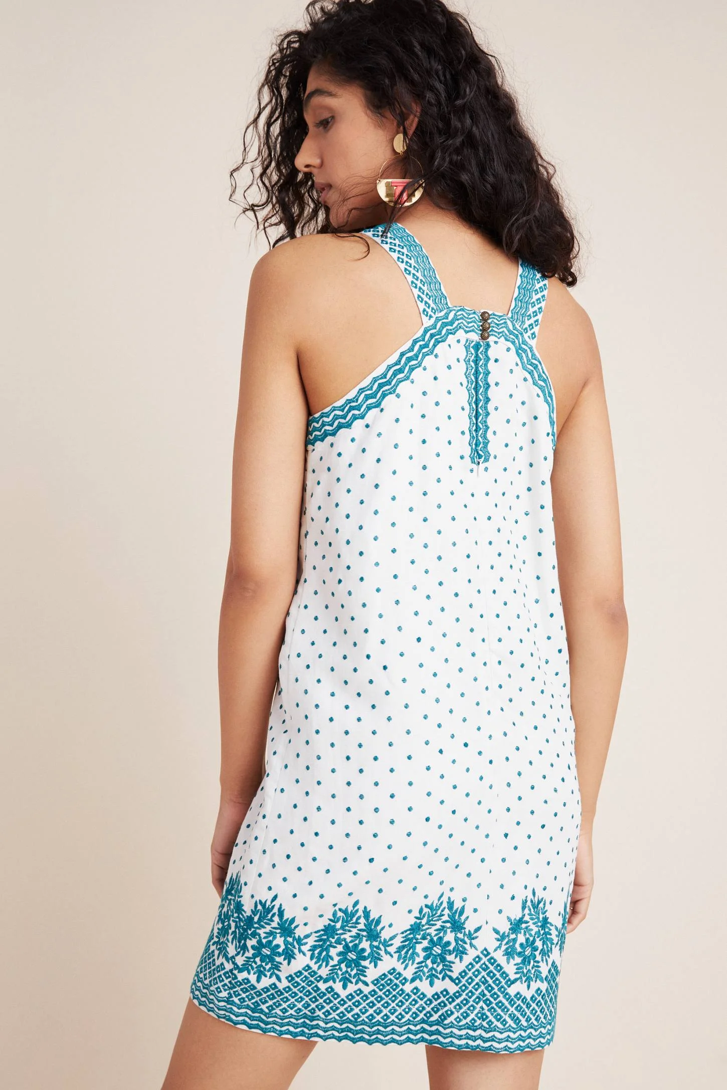 green emerald velvet dress THML Women's Embroidered Dress – Saint Bernard main image 1
