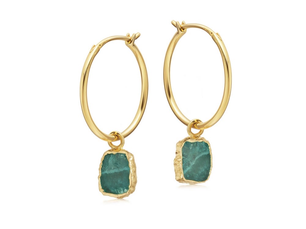 Missoma + Amazonite Medium Charm Hoops