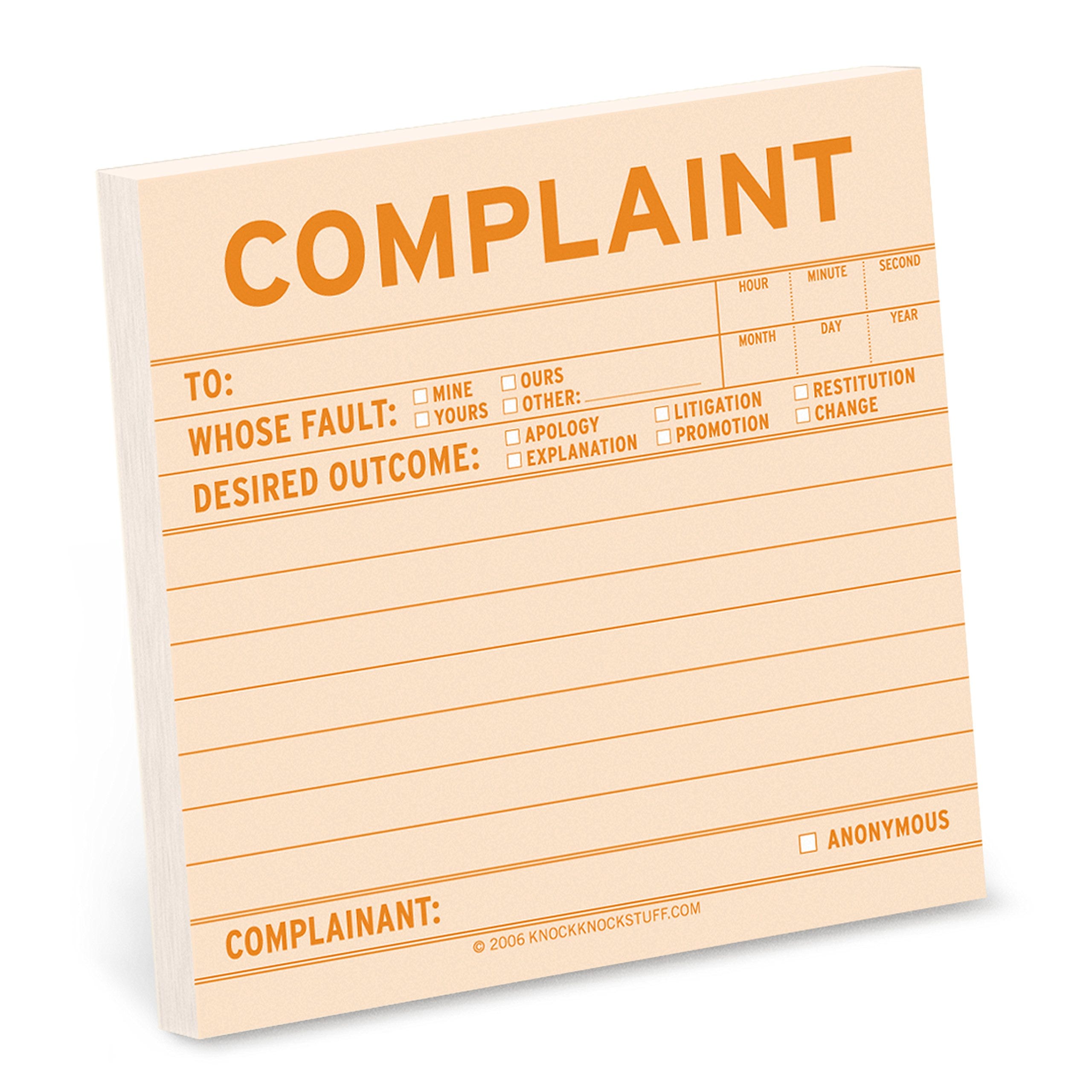 Sticker Complaints Example Knock Knock + Complaint Sticky Notes